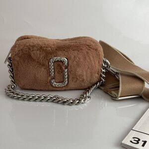MARC JACOBS 
Faux Fur Plush Snapshot Camera Bag Brown